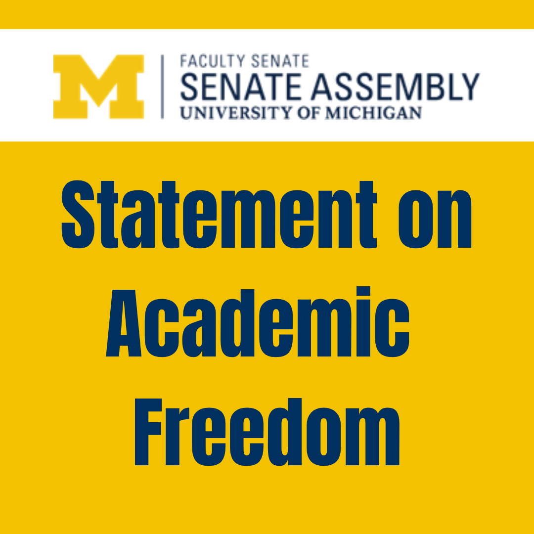 Blue text on yellow background that reads Statement on Academic Freedom.